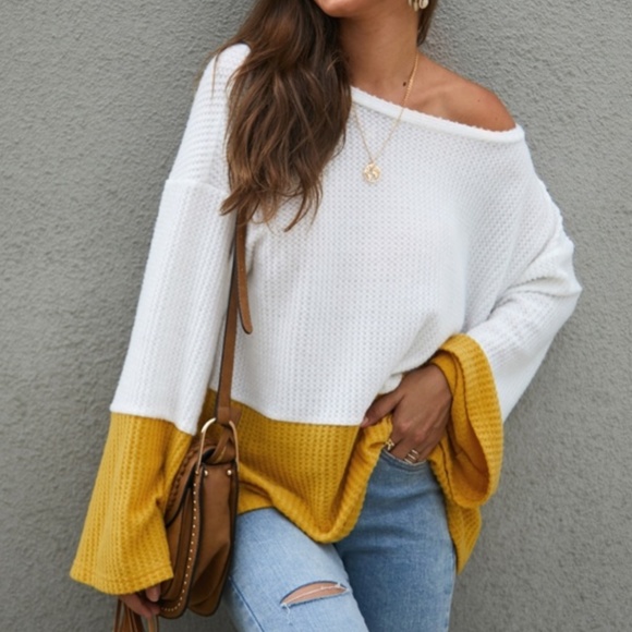 LAST -CECE Waffle knit Long Sleeve Top - Picture 5 of 5